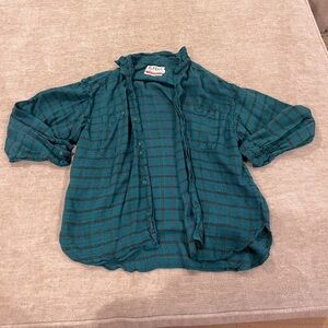 Vintage Compulsive Teal and Red button down flannel size M